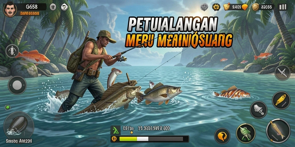 Gameplay G668 menunjukkan aksi memancing yang seru dan mendebarkan.