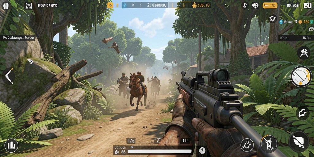 Screenshot menunjukkan aksi gameplay seru dalam ID66 TPS.