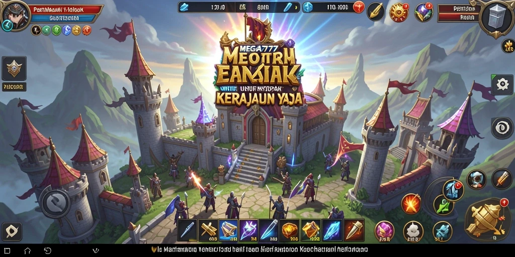Tampilan gameplay seru dari MEGA777 dengan menara pertahanan yang strategis.