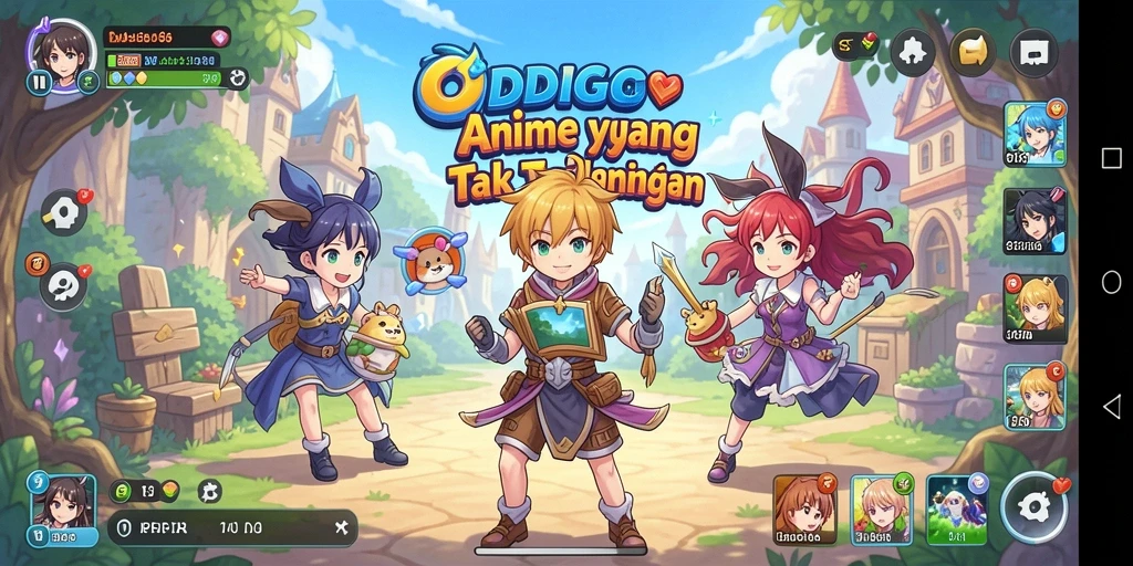 Tampilan seru gameplay Anime yang penuh warna dan karakter unik.