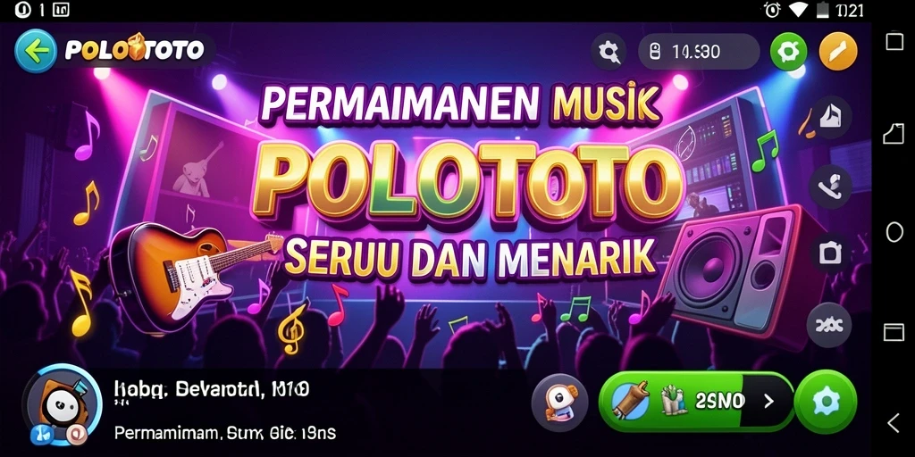 Tampilan gameplay POLOTOTO yang menyenangkan dengan berbagai alat musik.