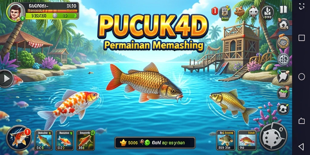 Tampilan gameplay PUCUK4D yang menampilkan aksi memancing yang seru.