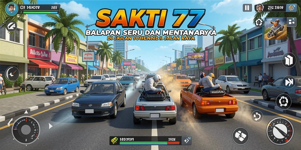 Screenshot SAKTI77 menampilkan aksi balapan seru dengan grafis memukau.
