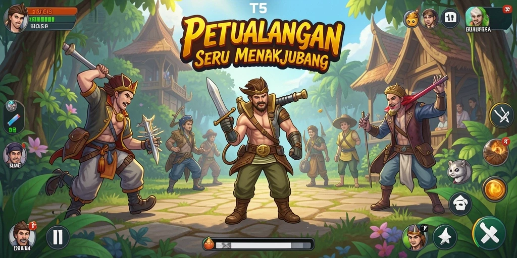 Screenshot menunjukkan aksi seru dalam permainan T6 di dunia petualangan.